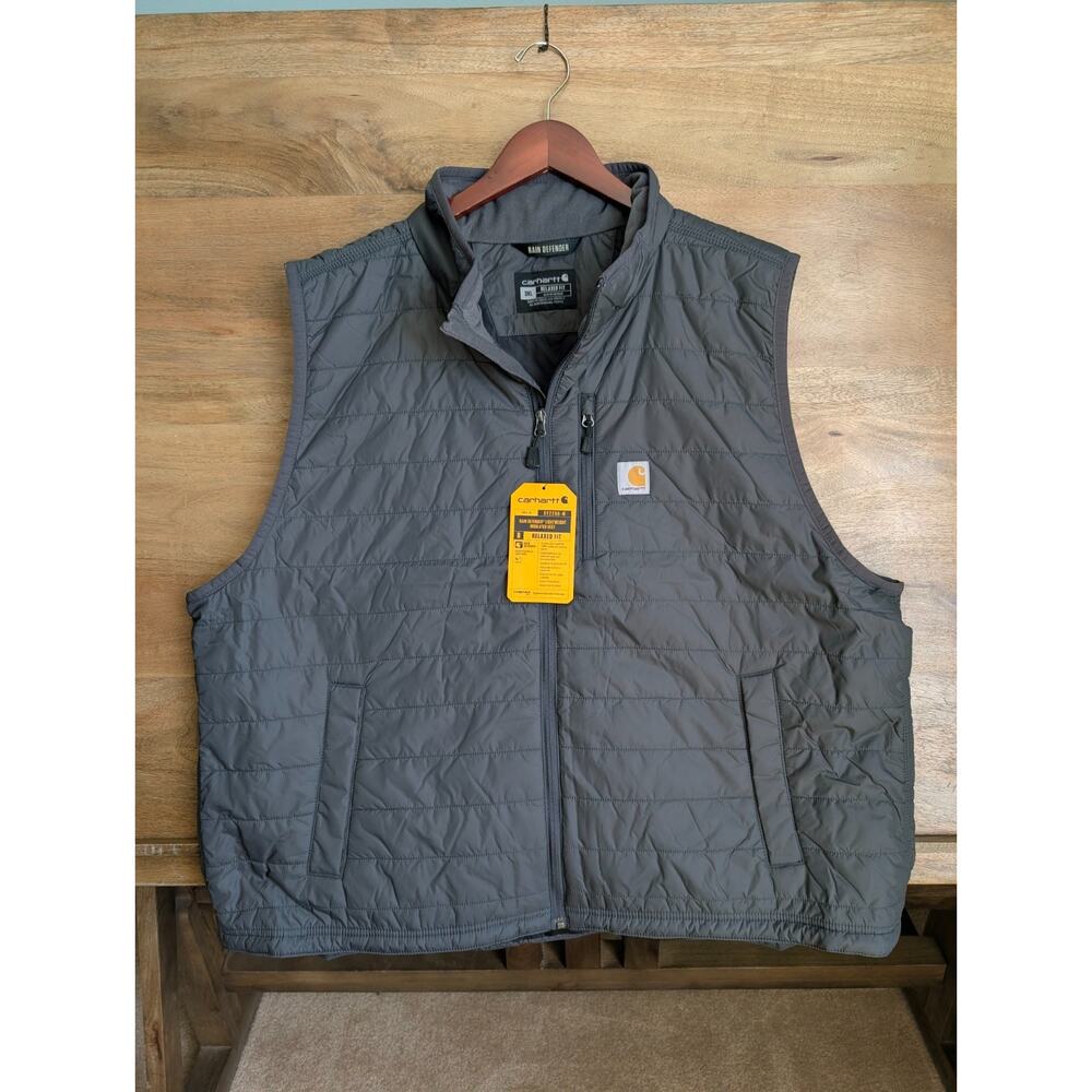 NWT Carhartt Vest Mens 3XL Dark Gray Rain Defender Relaxed Fit Sleeveless OV2286
